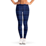 Blue Tartan Pattern Print Women's Leggings