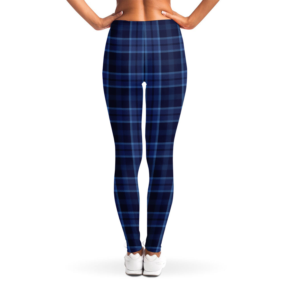 Blue Tartan Pattern Print Women's Leggings
