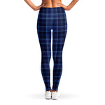 Blue Tartan Pattern Print Women's Leggings