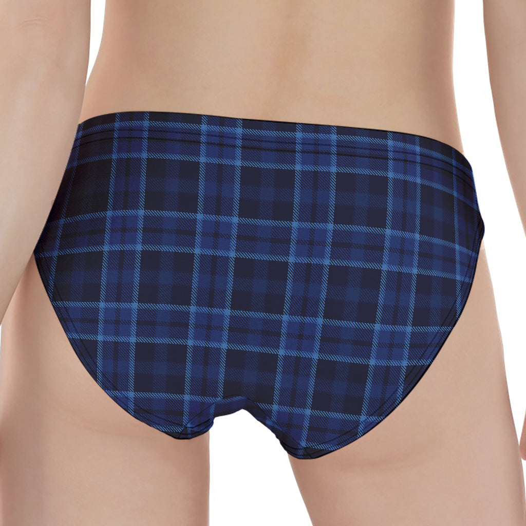 Blue Tartan Pattern Print Women's Panties