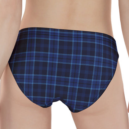 Blue Tartan Pattern Print Women's Panties