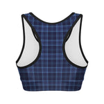 Blue Tartan Pattern Print Women's Sports Bra