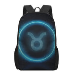 Blue Taurus Zodiac Sign Print 17 Inch Backpack