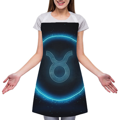 Blue Taurus Zodiac Sign Print Adjustable Apron