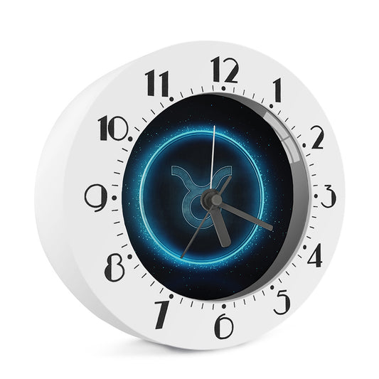 Blue Taurus Zodiac Sign Print Alarm Clock