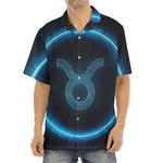 Blue Taurus Zodiac Sign Print Aloha Shirt