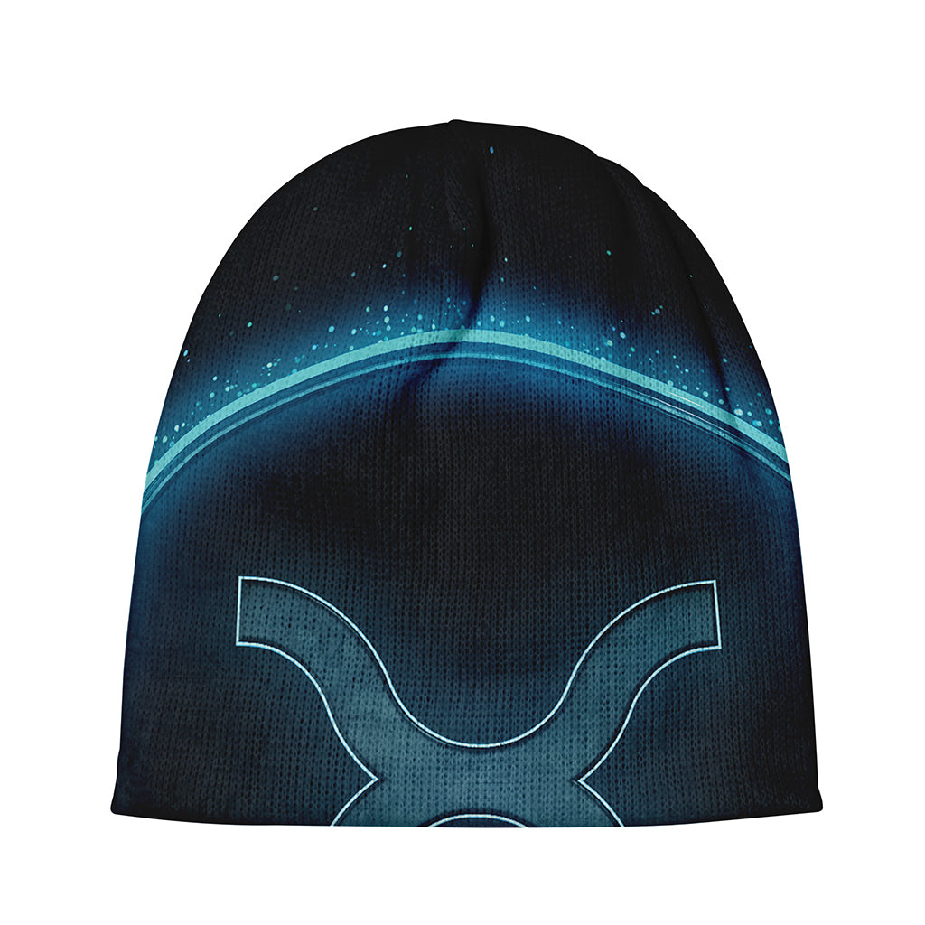 Blue Taurus Zodiac Sign Print Beanie