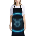 Blue Taurus Zodiac Sign Print Bib Apron With Pocket