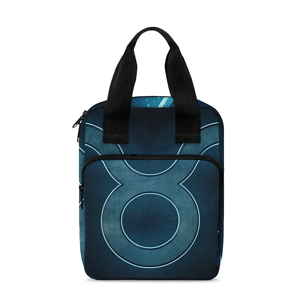 Blue Taurus Zodiac Sign Print Bible Tote Bag