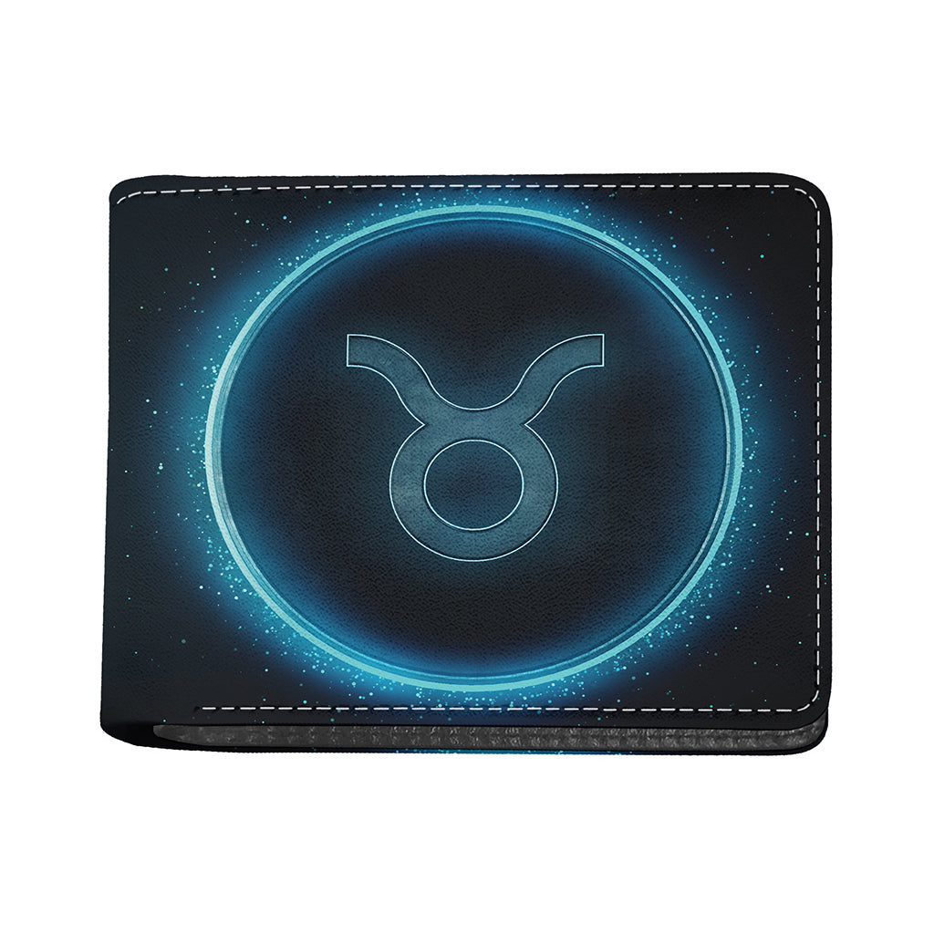 Blue Taurus Zodiac Sign Print Bifold Wallet