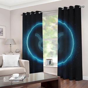 Blue Taurus Zodiac Sign Print Blackout Grommet Curtains