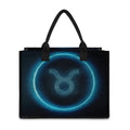 Blue Taurus Zodiac Sign Print Canvas Tote Bag