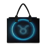 Blue Taurus Zodiac Sign Print Canvas Tote Bag
