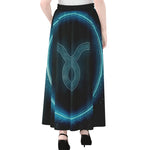 Blue Taurus Zodiac Sign Print Chiffon Maxi Skirt