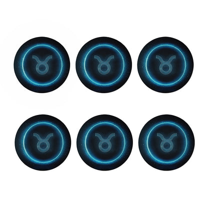 Blue Taurus Zodiac Sign Print Coaster Set