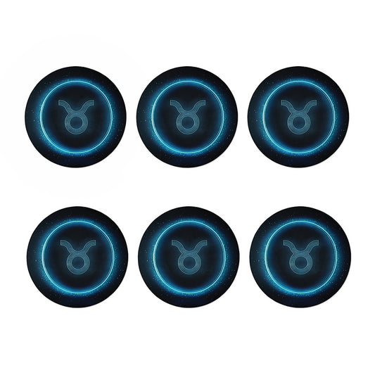 Blue Taurus Zodiac Sign Print Coaster Set