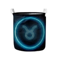Blue Taurus Zodiac Sign Print Collapsible Laundry Basket