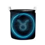 Blue Taurus Zodiac Sign Print Collapsible Laundry Basket