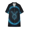 Blue Taurus Zodiac Sign Print Cotton Hawaiian Shirt