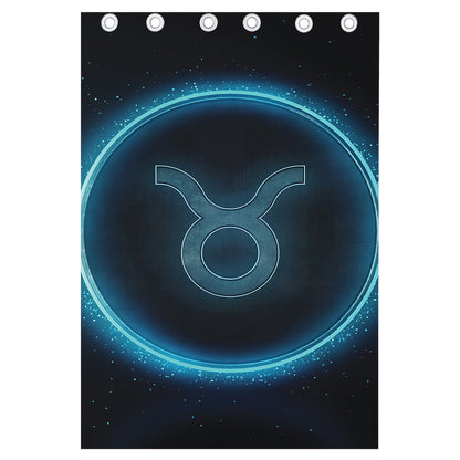 Blue Taurus Zodiac Sign Print Curtain