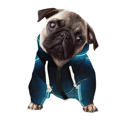 Blue Taurus Zodiac Sign Print Dog Zip Up Hoodie