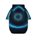 Blue Taurus Zodiac Sign Print Dog Zip Up Hoodie