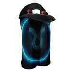 Blue Taurus Zodiac Sign Print Double Neoprene Wine Tote