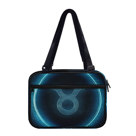 Blue Taurus Zodiac Sign Print Double Strap Bible Bag