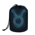 Blue Taurus Zodiac Sign Print Drawstring Makeup Bag