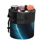 Blue Taurus Zodiac Sign Print Drawstring Makeup Bag