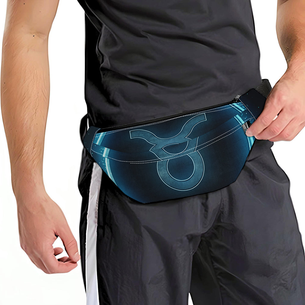 Blue Taurus Zodiac Sign Print Fanny Pack