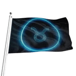 Blue Taurus Zodiac Sign Print Flag