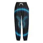 Blue Taurus Zodiac Sign Print Fleece Lined Knit Pants