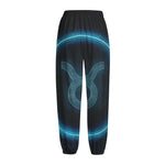Blue Taurus Zodiac Sign Print Fleece Lined Knit Pants