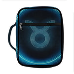 Blue Taurus Zodiac Sign Print Front Pocket Bible Bag