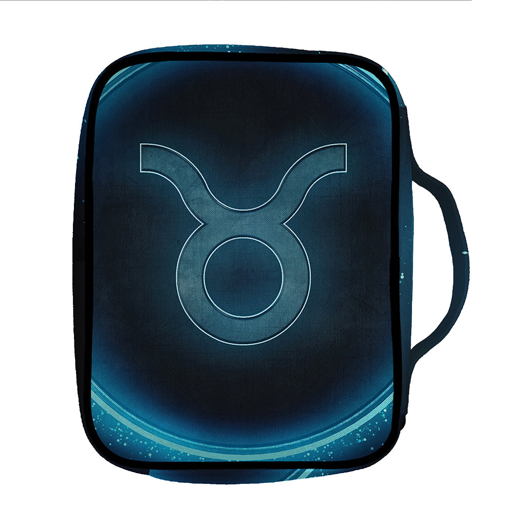 Blue Taurus Zodiac Sign Print Front Pocket Bible Bag