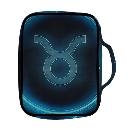 Blue Taurus Zodiac Sign Print Front Pocket Bible Bag