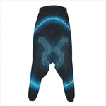 Blue Taurus Zodiac Sign Print Hammer Pants