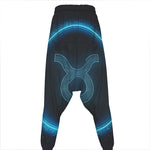 Blue Taurus Zodiac Sign Print Hammer Pants