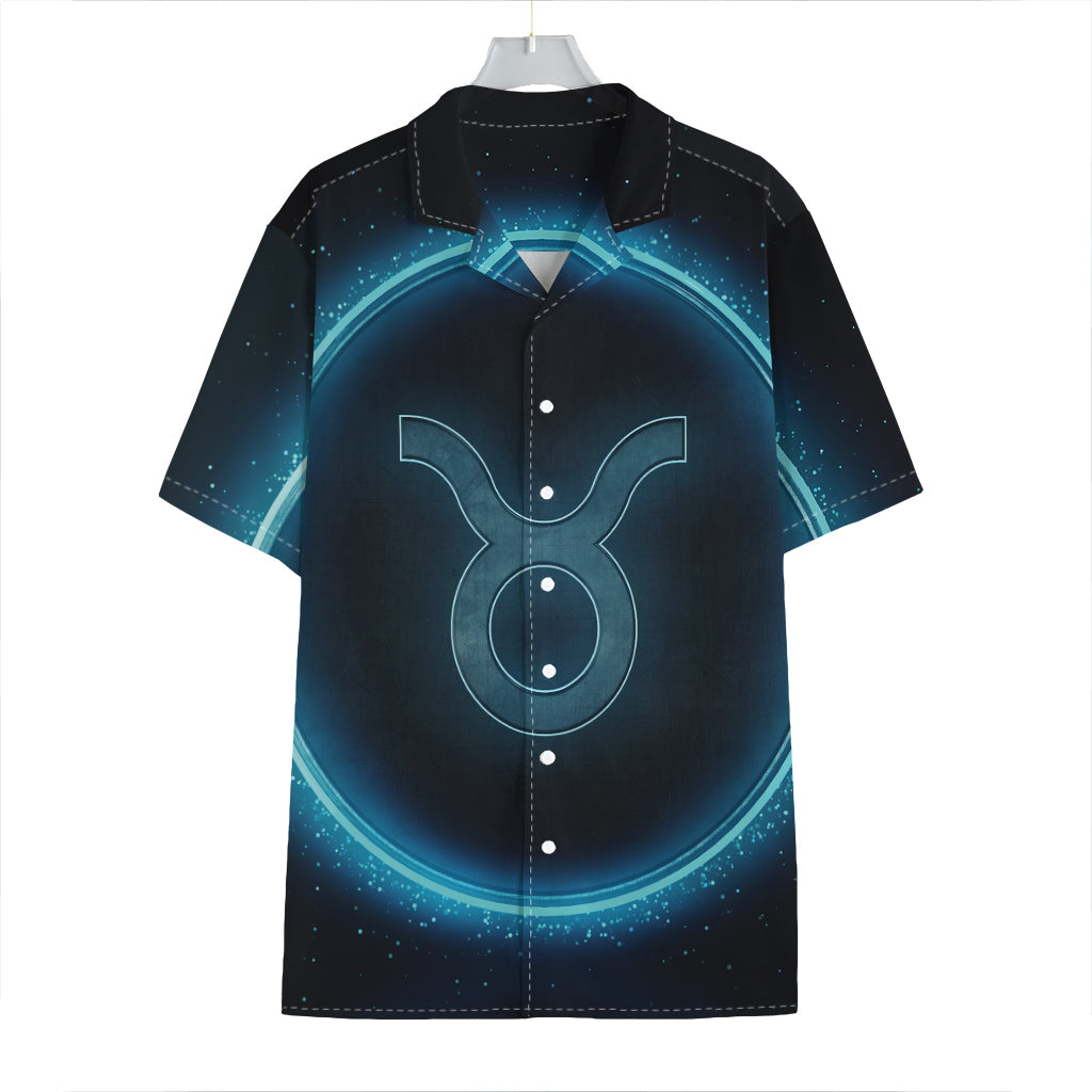Blue Taurus Zodiac Sign Print Hawaiian Shirt