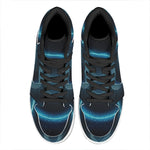 Blue Taurus Zodiac Sign Print High Top Leather Sneakers