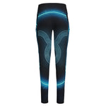 Blue Taurus Zodiac Sign Print High-Waisted Pocket Leggings