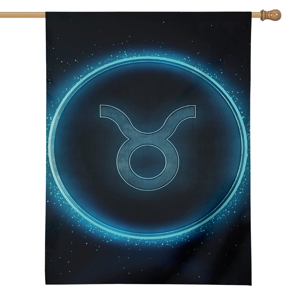 Blue Taurus Zodiac Sign Print House Flag