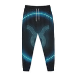 Blue Taurus Zodiac Sign Print Jogger Pants