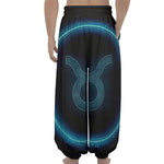 Blue Taurus Zodiac Sign Print Lantern Pants