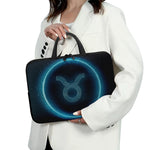 Blue Taurus Zodiac Sign Print Laptop Sleeve With Handle