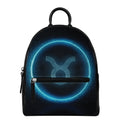 Blue Taurus Zodiac Sign Print Leather Backpack