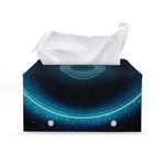 Blue Taurus Zodiac Sign Print Leather Tissue Box Cover