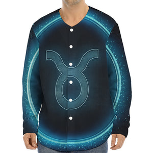 Blue Taurus Zodiac Sign Print Long Sleeve Baseball Jersey