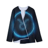 Blue Taurus Zodiac Sign Print Long Sleeve Short Coat